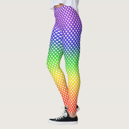 Leggings Patrón de corazón blanco gradiente arcoiris