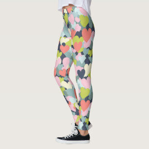 Leggings Patrón de corazón colorido