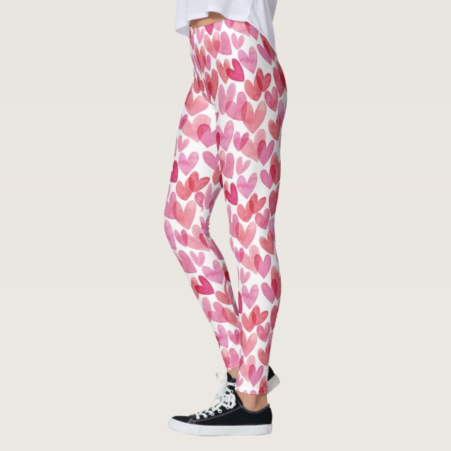 Leggings Patrón de Corazón de Acuarela (Izquierda)