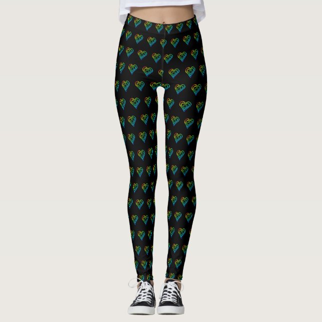 Leggings Patrón de corazón de amor (Anverso)