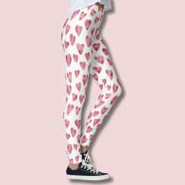 Leggings Patrón de corazón de amor rosa