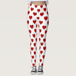 Leggings Patrón de Corazón de Mosaico Rojo