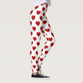 Leggings Patrón de Corazón de Mosaico Rojo