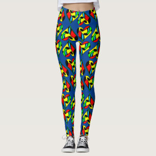 Leggings Patrón de corazón de nota musical multicolor