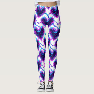 Leggings Patrón de corazón de pulso de cian magenta neón