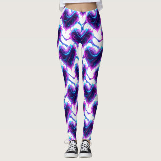 Leggings Patrón de corazón de pulso de cian magenta neón