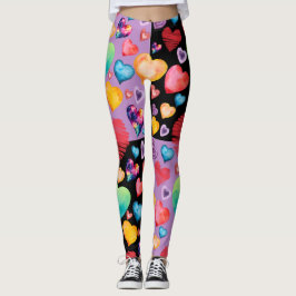 Leggings Patrón de corazón mixto