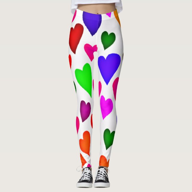 Leggings Patrón de Corazón Multicolor Vibrante (Anverso)