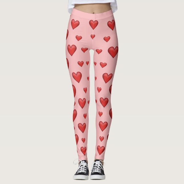 Leggings Patrón De Corazón Rojo (Anverso)