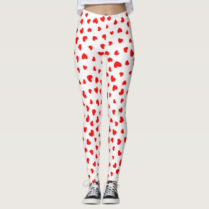 Leggings Patrón de corazón rojo