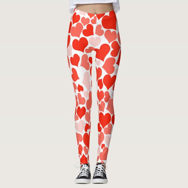 Leggings Patrón de corazón rojo moderno (Anverso)