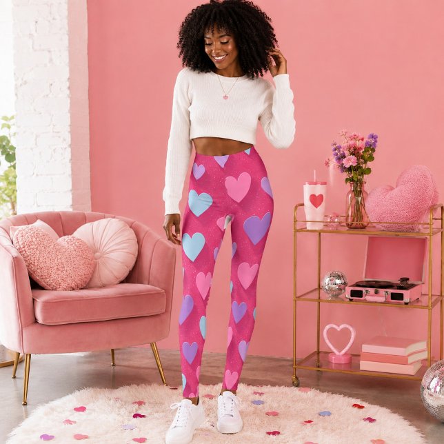 Leggings Patrón de Corazón Rosa Neon (Subido por el creador)