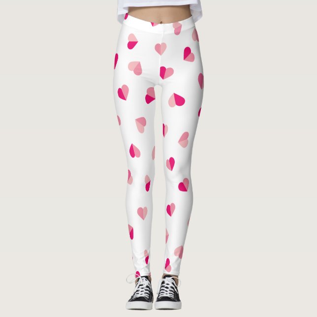 Leggings Patrón de corazón rosado de amor (Anverso)