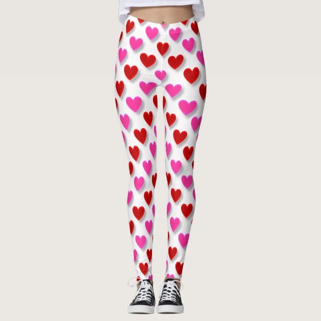 Leggings Patrón de corazón simple (Anverso)