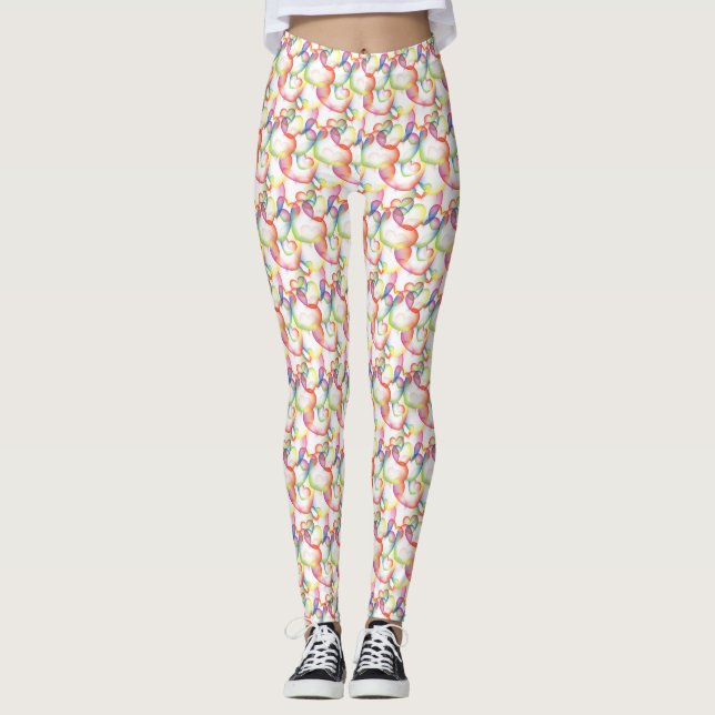 Leggings Patrón de Corazones Abstractos Superpuestos (Anverso)
