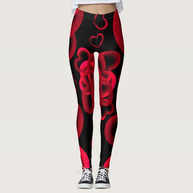 Leggings Patrón de corazones abundantes (Anverso)