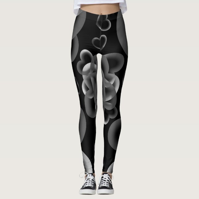 Leggings Patrón de corazones abundantes (Anverso)