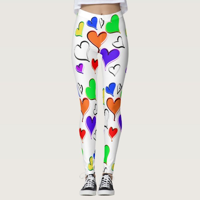Leggings Patrón de Corazones Arcoíris (Anverso)