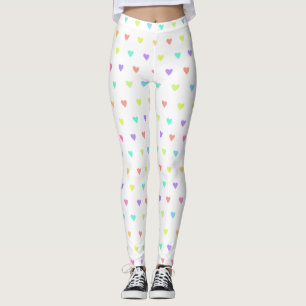Leggings Patrón de Corazones Arcoiris de Pastel Cute Pastel