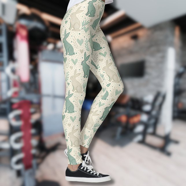 Leggings Patrón de Corazones con Siluetas de Conejo Sencill (Subido por el creador)