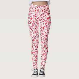 Leggings Patrón de corazones de confetti rojo divertido