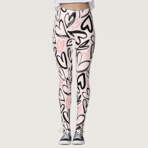 Leggings Patrón de corazones de día de San Valentín blanco 