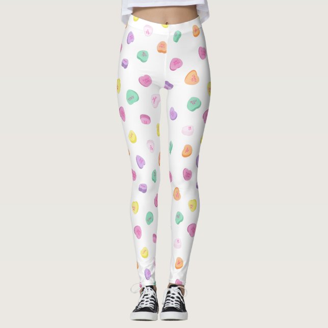 Leggings Patrón de corazones de golosinas día de San Valent (Anverso)