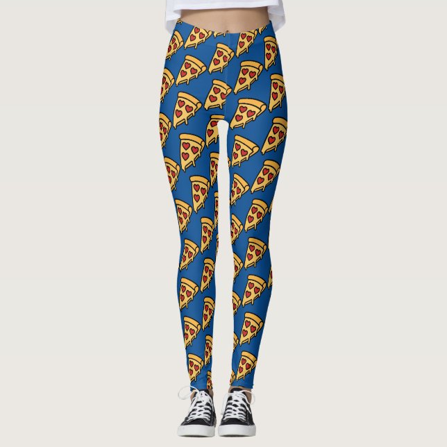 Leggings Patrón de Corazones de Pizza (Anverso)