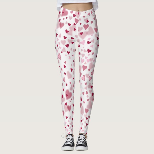 Leggings Patrón de Corazones Encantadores Rosa (Anverso)