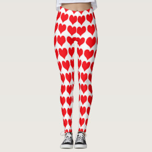 Leggings Patrón de Corazones Rojos Blancos