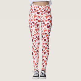 Leggings Patrón de corazones rojos dibujados a mano lúgubre