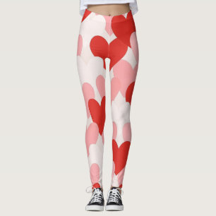 Leggings Patrón de corazones rojos/rosados/blancos del Día