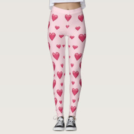 Leggings Patrón de corazones rosados