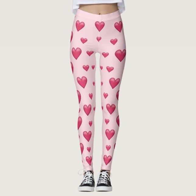 Leggings Patrón de corazones rosados (Anverso)