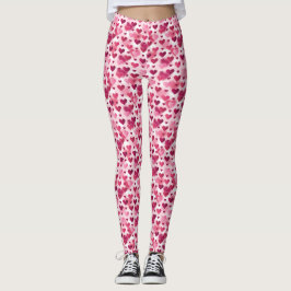Leggings Patrón de corazones rosados