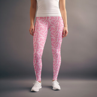 Leggings Patrón de corazones rosados con grillos