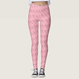 Leggings Patrón de corazones rosados en las piernas de San