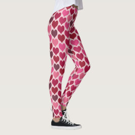Leggings Patrón de Corazones Rosas y Rojos