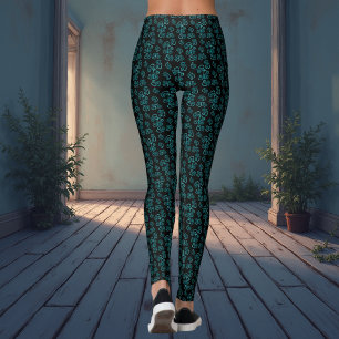 Leggings Patrón de corazones Verde azulados ligados pequeño