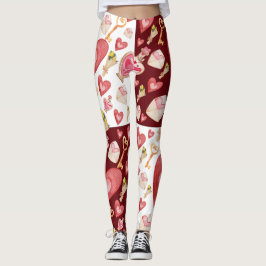 Leggings Patrón de Corazones y Claves Mixtas