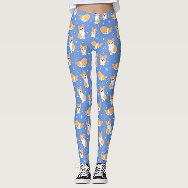 Leggings Patrón de corgi de corte (Anverso)