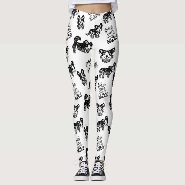 Leggings Patrón de corgi de corte (Anverso)
