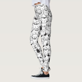 Leggings Patrón de corte blanco y negro de gato