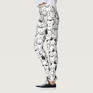 Leggings Patrón de corte blanco y negro de gato