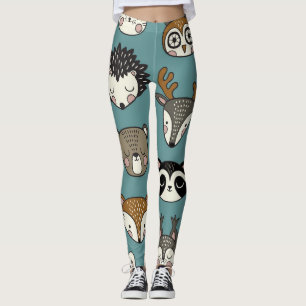 Leggings Patrón de cosecha de animales de bosque