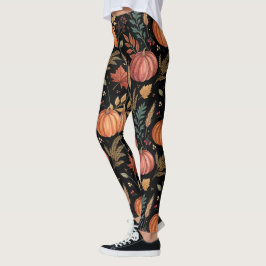 Leggings Patrón de cosecha de otoño de acuarela