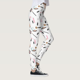 Leggings Patrón de cosméticos de maquillaje sobre fondo bla