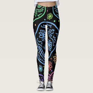 Leggings Patrón de cráneo colorido