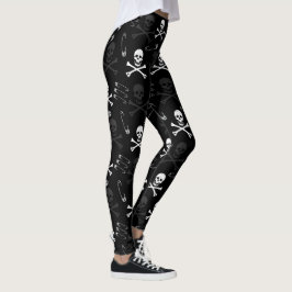 Leggings Patrón de cráneo estilo rock de Punk de gótico