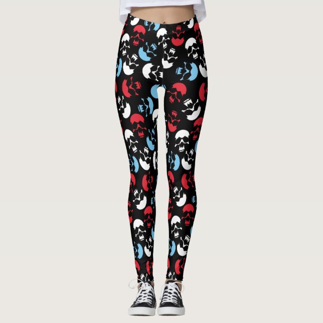 Leggings Patrón de cráneo multicolor (Anverso)